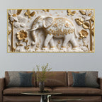Luxury White & Gold Elephant 3D Canvas Wall Painting