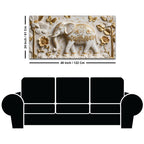 Luxury White & Gold Elephant 3D Canvas Wall Painting