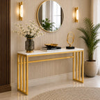 Luxury White Marble Console Table with Golden Frame