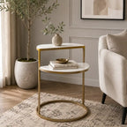 Luxury White Marble Side Table for Small Spaces