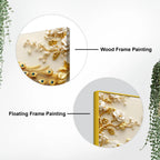 Luxury White Peacock in Golden Floral Paradise 3D Canvas Wall Painting