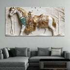 Luxury White Stallion 3D Canvas Wall Painting