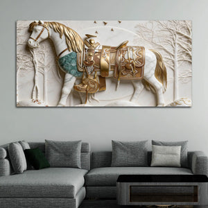 Luxury White Stallion 3D Canvas Wall Painting