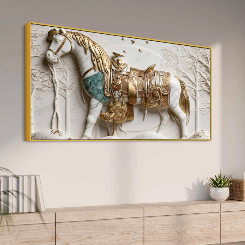 Luxury White Stallion 3D Canvas Wall Painting