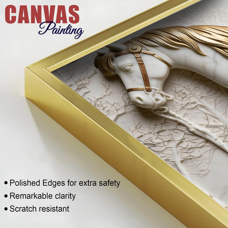 Luxury White Stallion 3D Canvas Wall Painting