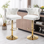 Luxury White Velvet Bar Lounge Chair with Gold Base
