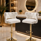 Luxury White Velvet Bar Lounge Chair with Gold Base