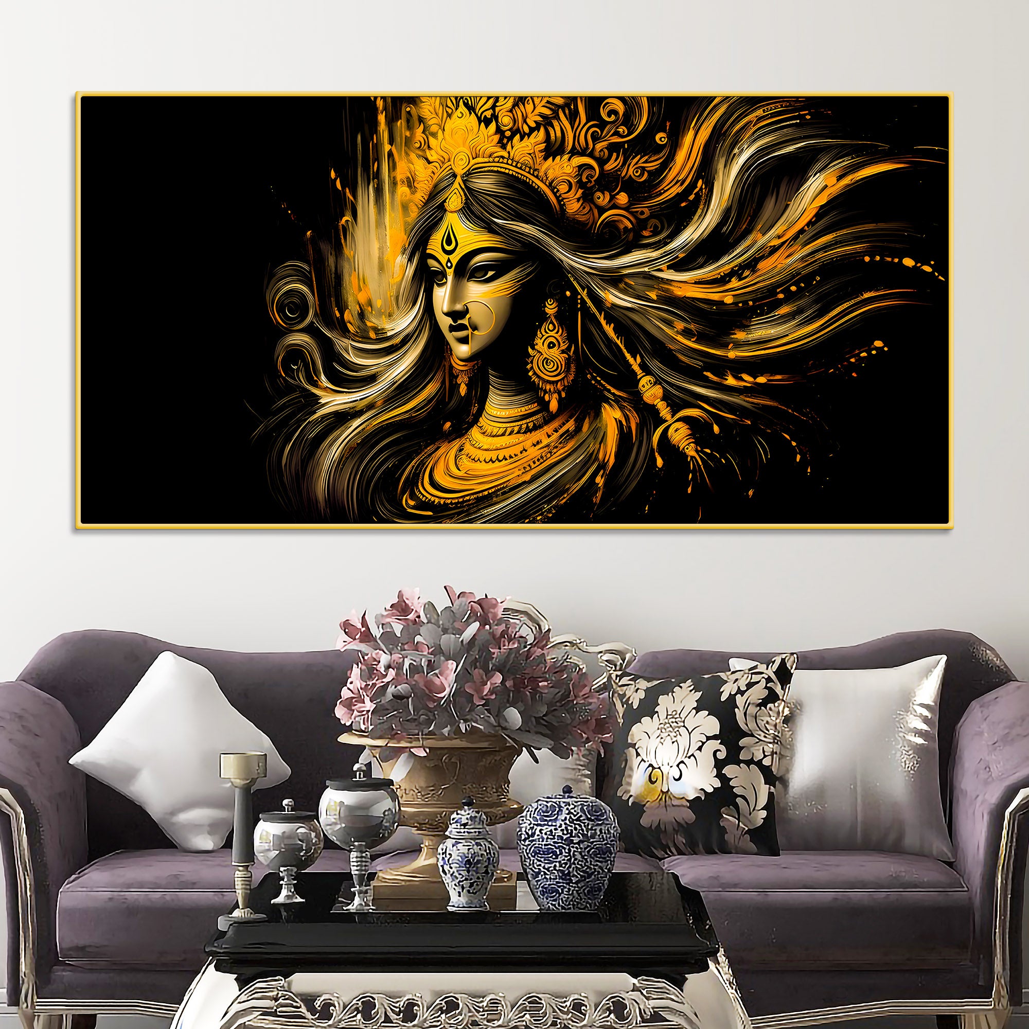 maa-durga-golden-wall-painting-for-home-decor