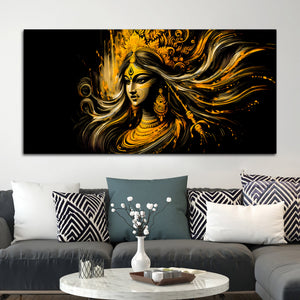 Maa Durga Golden Wall Painting for Home Decor