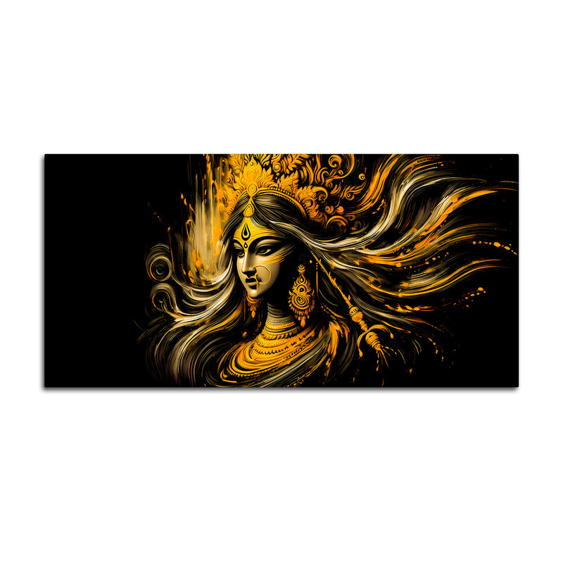Maa Durga Golden Wall Painting for Home Decor