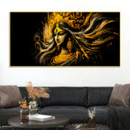 Maa Durga Golden Wall Painting for Home Decor