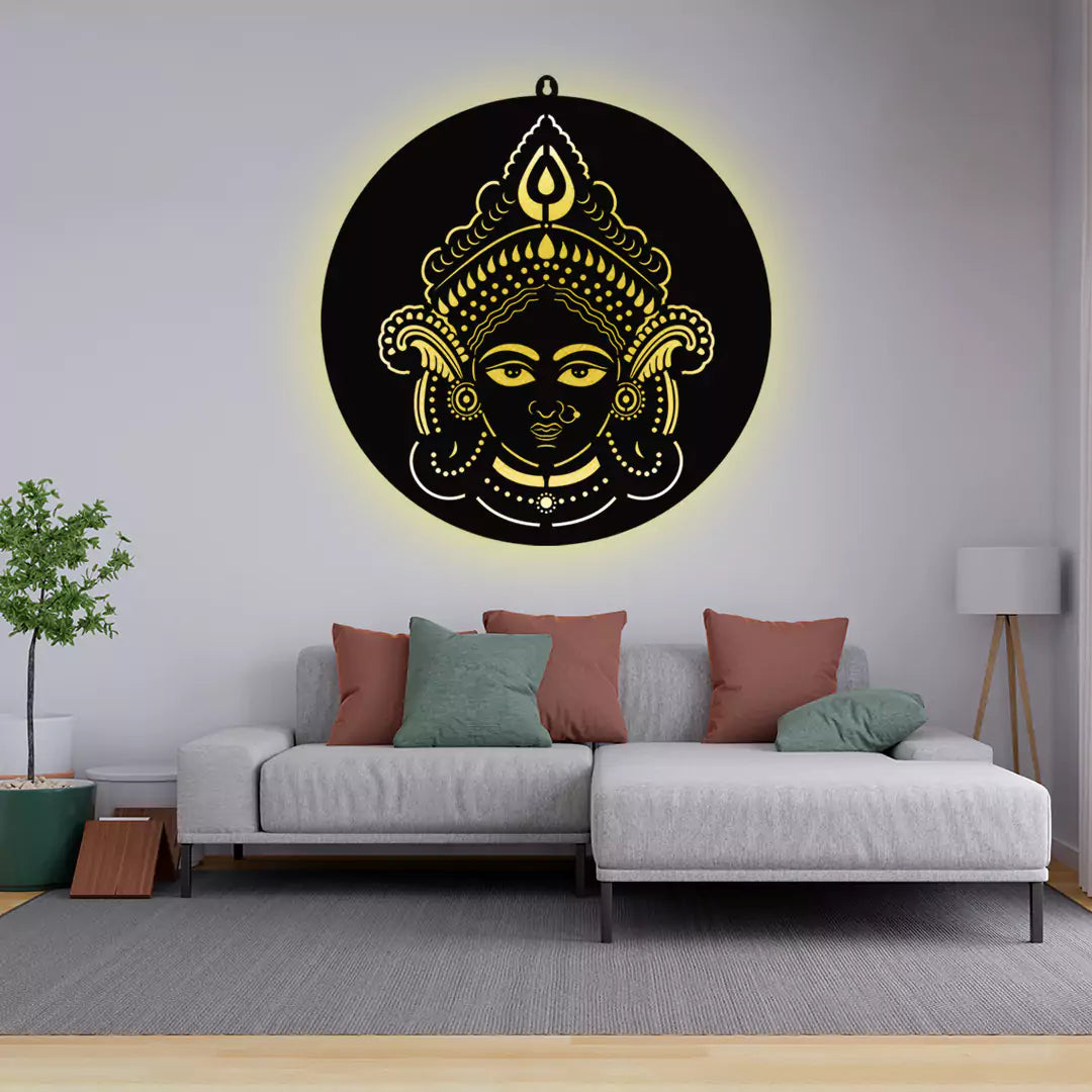 Maa Durga LED Wall Hanging Frame for Temple and Wall Decor
