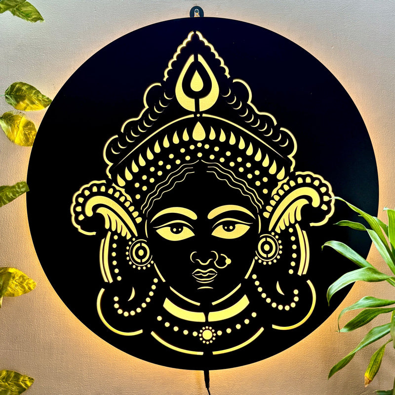 Maa Durga LED Wall Hanging Frame for Temple and Wall Decor