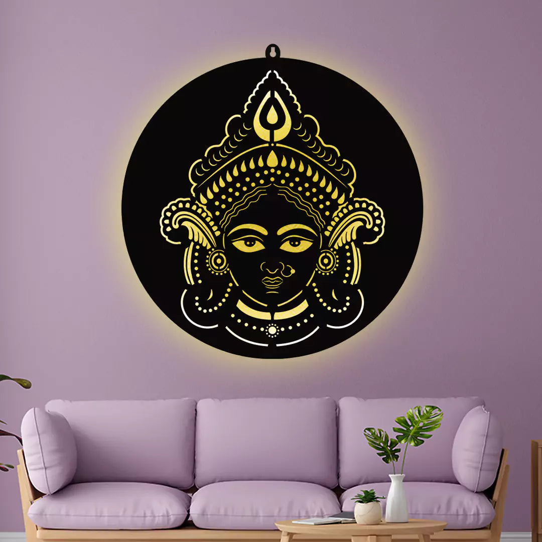 Maa Durga LED Wall Hanging Frame for Temple and Wall Decor