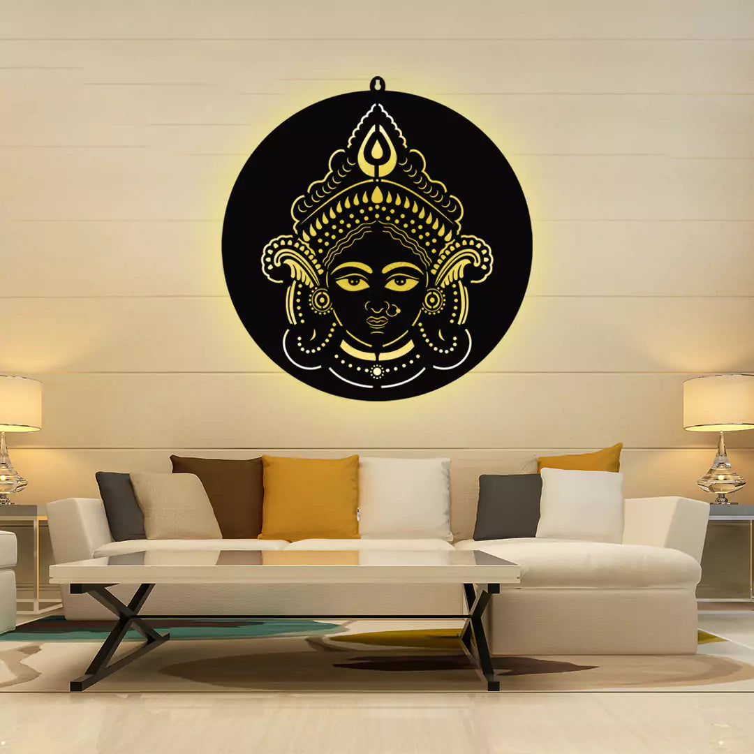 Maa Durga LED Wall Hanging Frame for Temple and Wall Decor