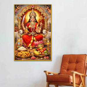 Maa Durga Wall Art Floating Frame Crystal Wall Painting