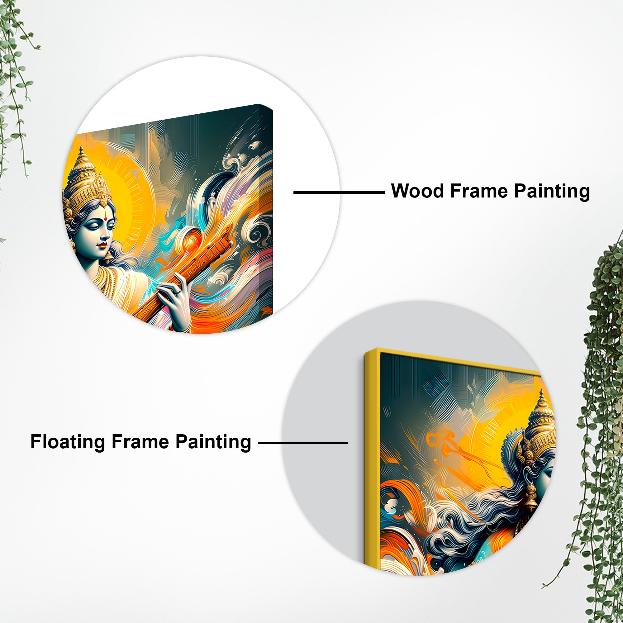 Maa Saraswati Playing Veena Canvas Wall Painting