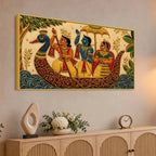 Maa Sita Shri Ram & Lakshman Boat Journey Embroidery Tanjore Style 3D Canvas Painting