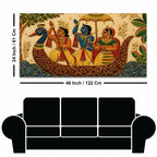 Maa Sita Shri Ram & Lakshman Boat Journey Embroidery Tanjore Style 3D Canvas Painting