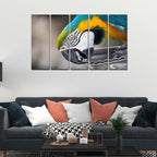 Macaw Parrot Canvas Wall Painting Set of Five