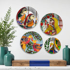 Madhubani Art Mithila Folk Tales Premium Wall Plates Painting Set of Four
