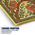 Madhubani Birds Canvas Wall Painting for Wall Art Decoration