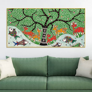 Madhubani Canvas Wall Painting for Wildlife Decor