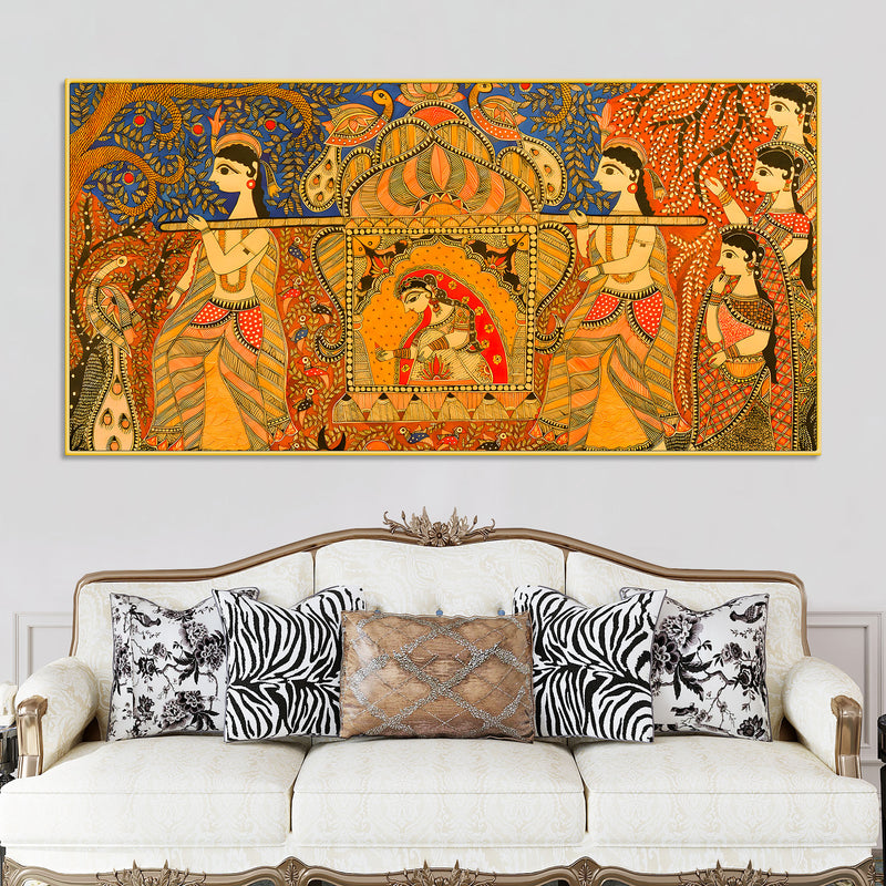 Madhubani Cultural Scene Painting | Premium Ethnic Home Decor