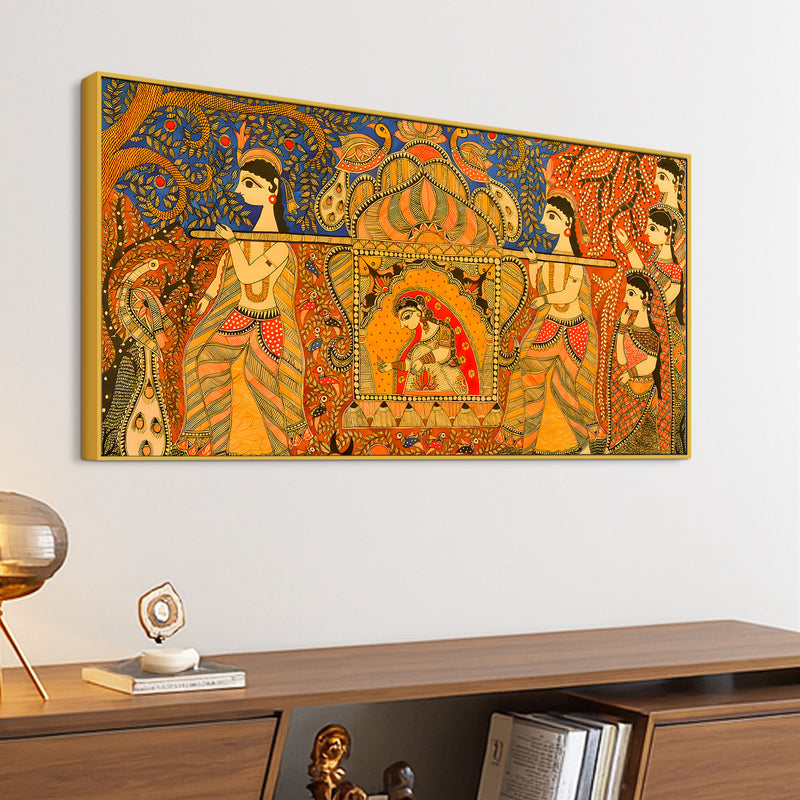 Madhubani Cultural Scene Painting | Premium Ethnic Home Decor