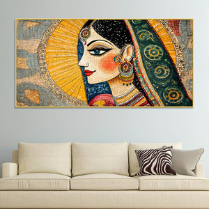 Madhubani Indian Woman Canvas Wall Painting for Home Wall Decor