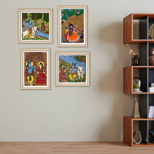 Madhubani Inspired Wall Art Frame Set of 4