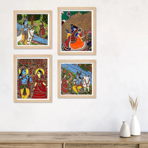 Madhubani Inspired Wall Art Frame Set of 4