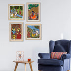 Madhubani Inspired Wall Art Frame Set of 4