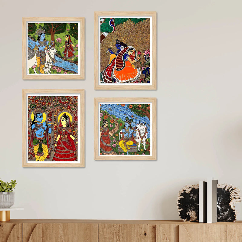 Madhubani Inspired Wall Art Frame Set of 4