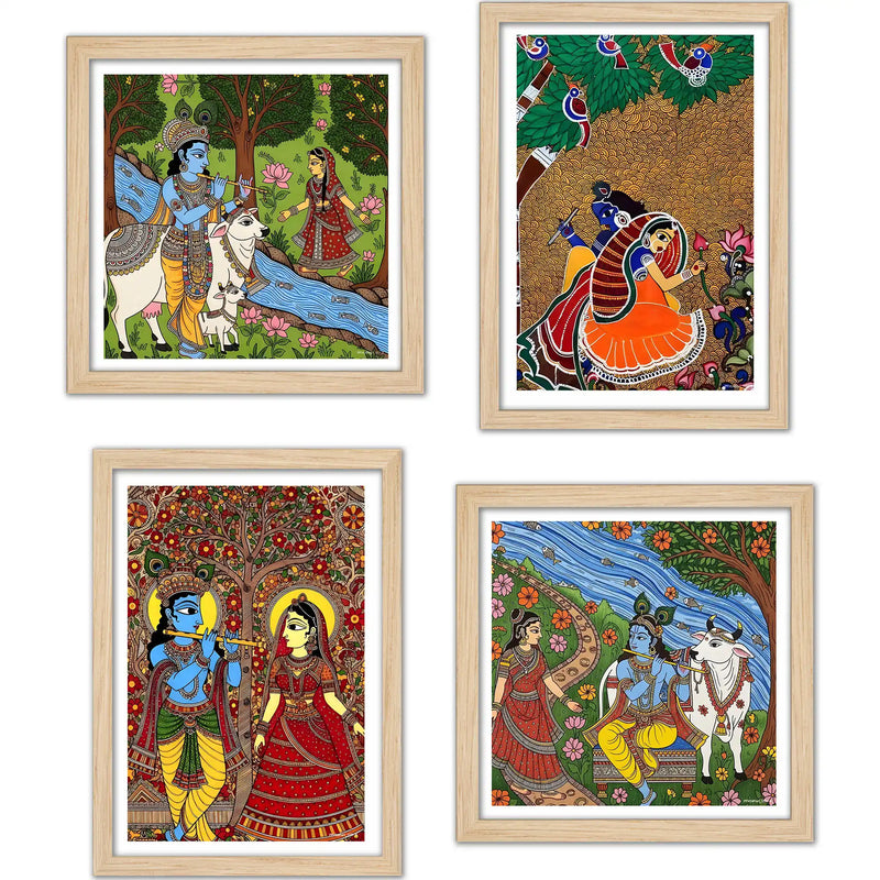 Madhubani Inspired Wall Art Frame Set of 4