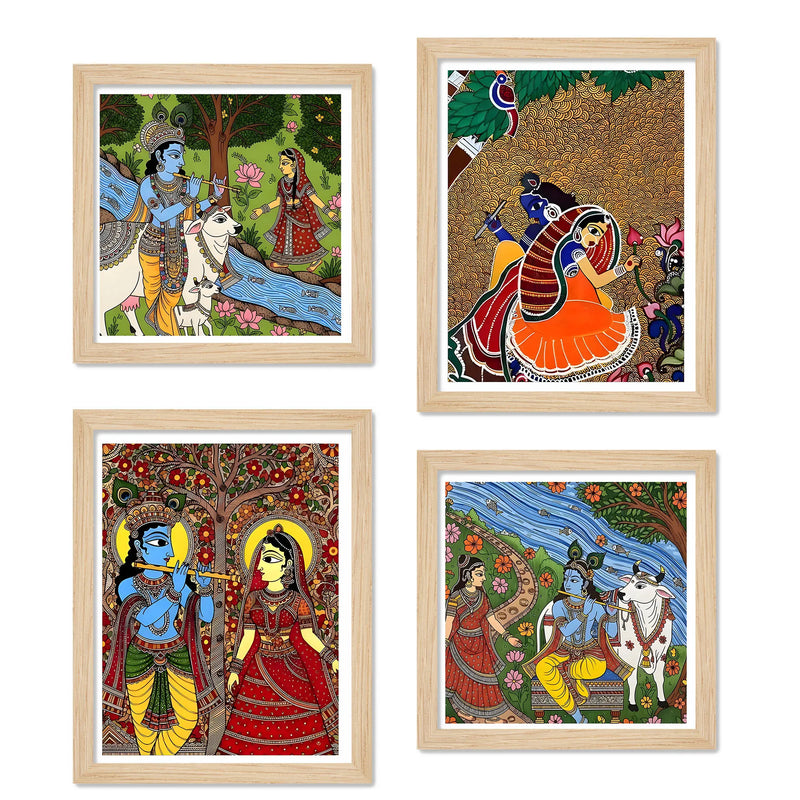 Madhubani Inspired Wall Art Frame Set of 4