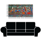 Madhubani Krishna and Gopis Canvas Wall Religious Painting