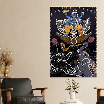 madhubani-krishna-divine-scene-canvas-painting