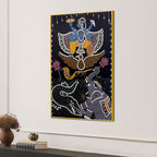 Madhubani Krishna Divine Scene Canvas Painting