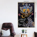 Madhubani Krishna Divine Scene Canvas Painting