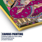 Madhubani Lakshmi Maa Canvas Painting Traditional Hindu Wall Decor