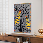 Madhubani Peacock Pair Canvas Wall Painting for Decoration