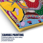 Madhubani Radha Krishna Traditional Canvas Painting for Spiritual Decor
