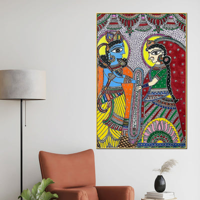 madhubani-radha-krishna-wedding-ritual-canvas-painting