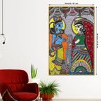 Madhubani Radha Krishna Wedding Ritual Canvas Painting