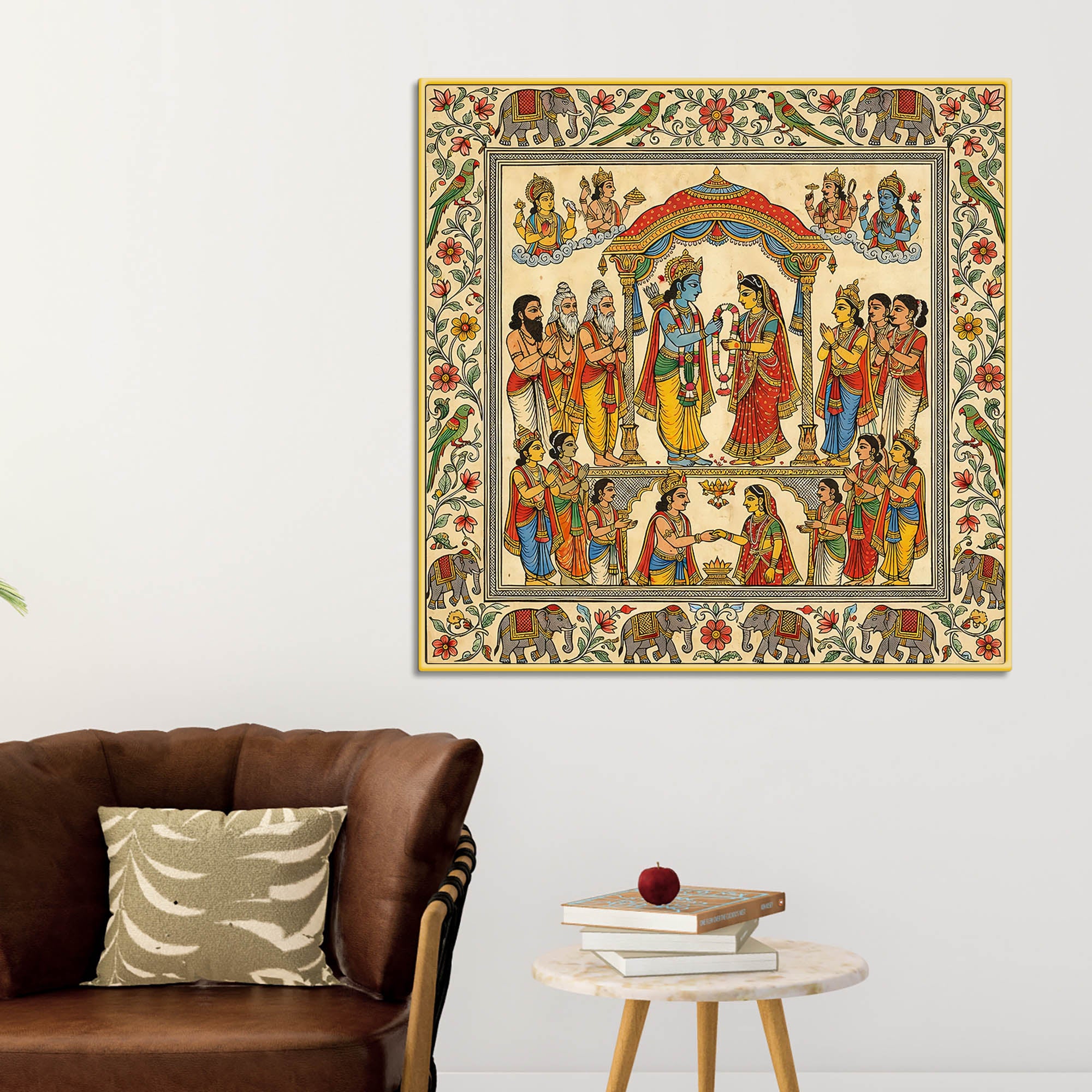 Madhubani Ram Sita Wedding Canvas Painting