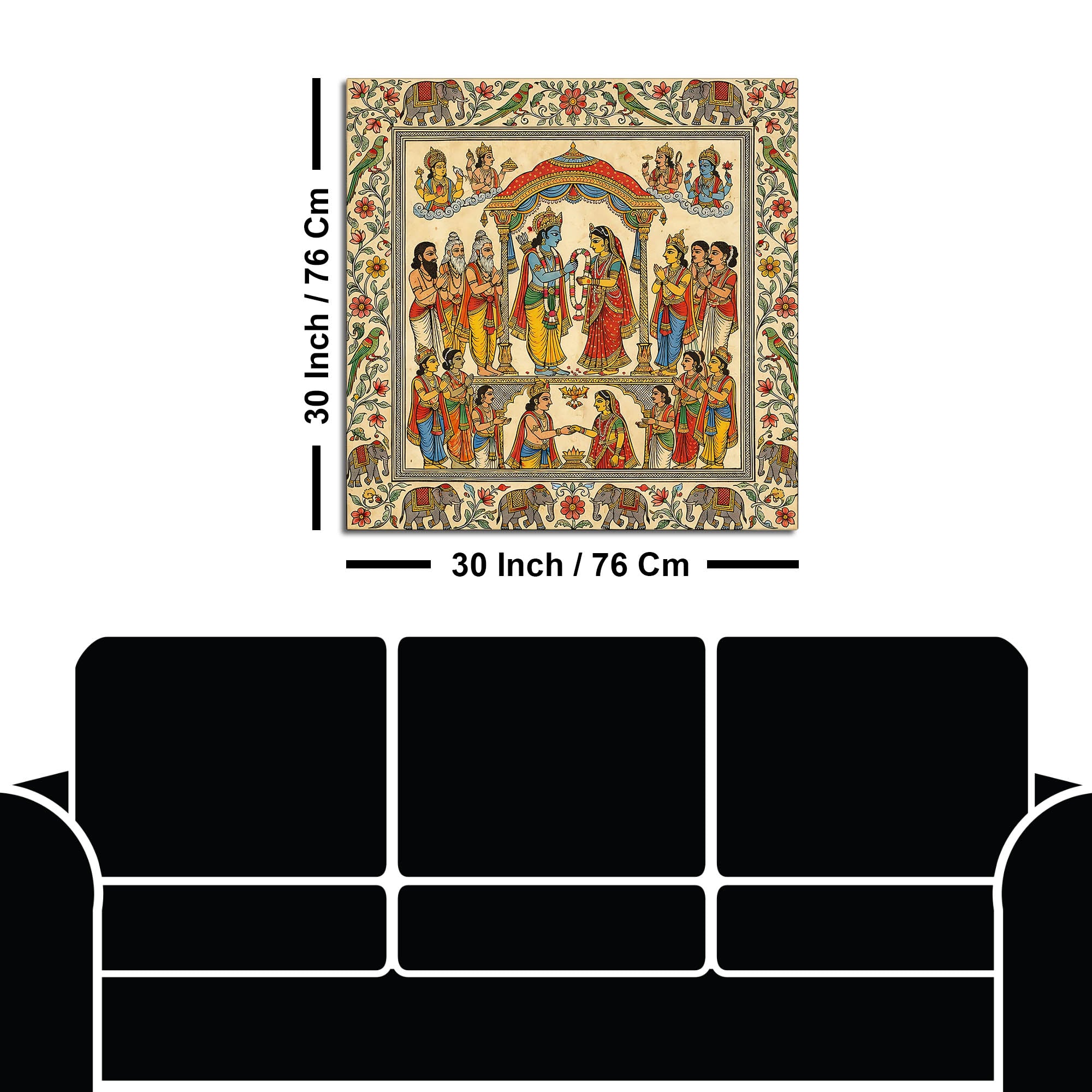 Madhubani Ram Sita Wedding Canvas Painting