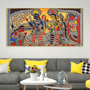madhubani-ramayana-scene-canvas-wall-cultural-decor-painting