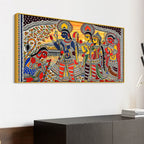 Madhubani Ramayana Scene Canvas Wall Cultural Decor Painting