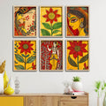 Madhubani Style Artwork Wall Frame Set of Six